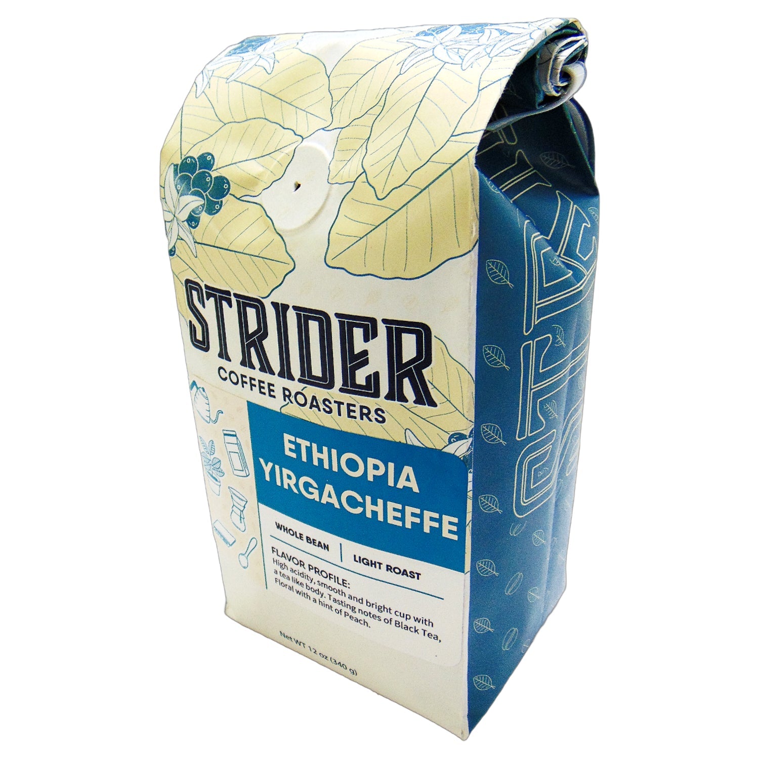 Strider Coffee Roasters, Ethiopia Yirgacheffe, Light Roast, Whole Bean, Specialty Coffee, Pour Over, 12 ounce — published by Strider Coffee Roasters