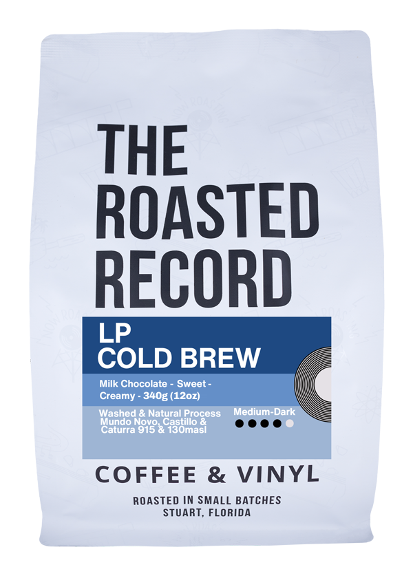The LP Cold Brew Blend | Medium-Dark Roast Gourmet Blended Coffee — published by The Roasted Record Coffee Shop & Roaster - Stuart Florida