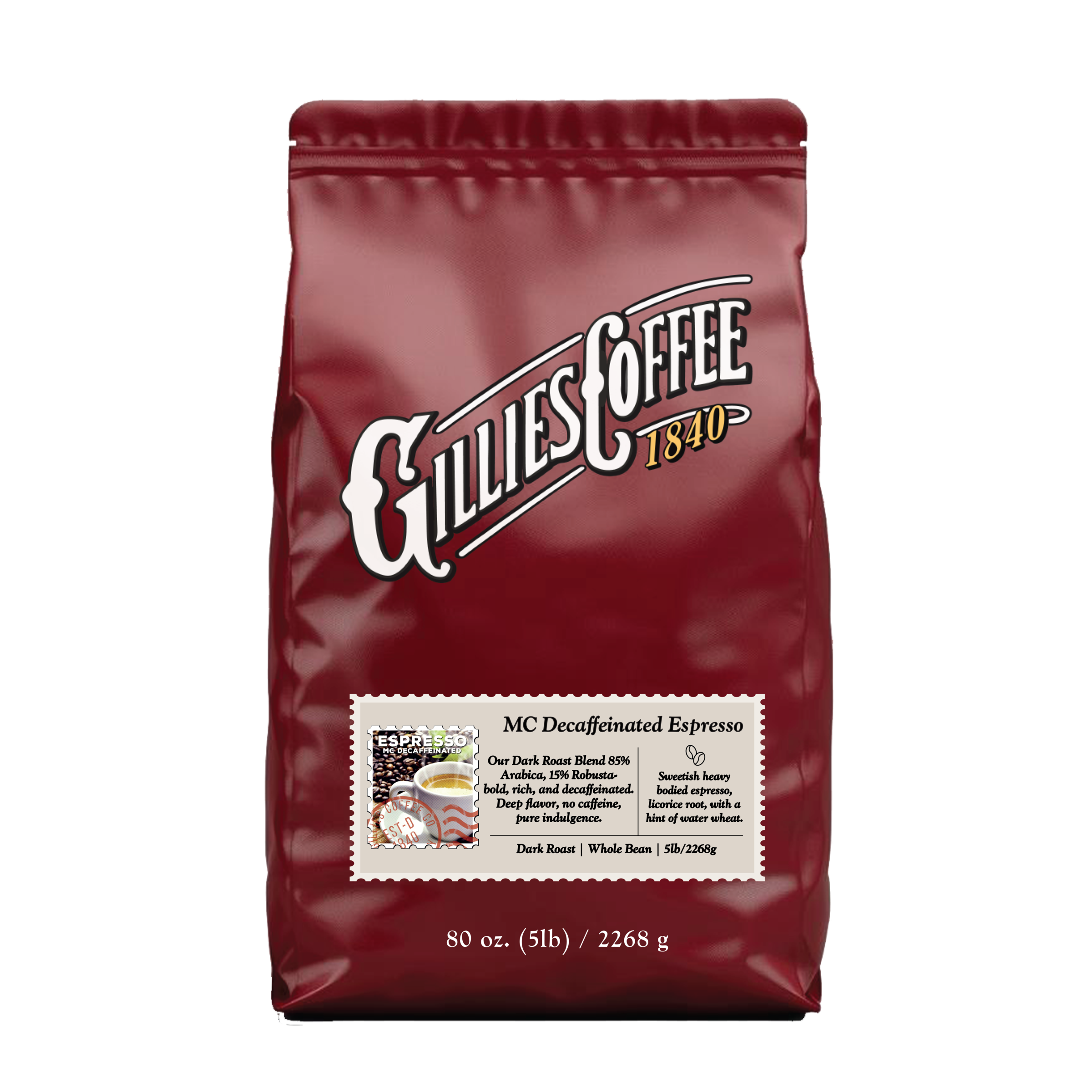 MC Decaffeinated Espresso — published by Gillies Coffee