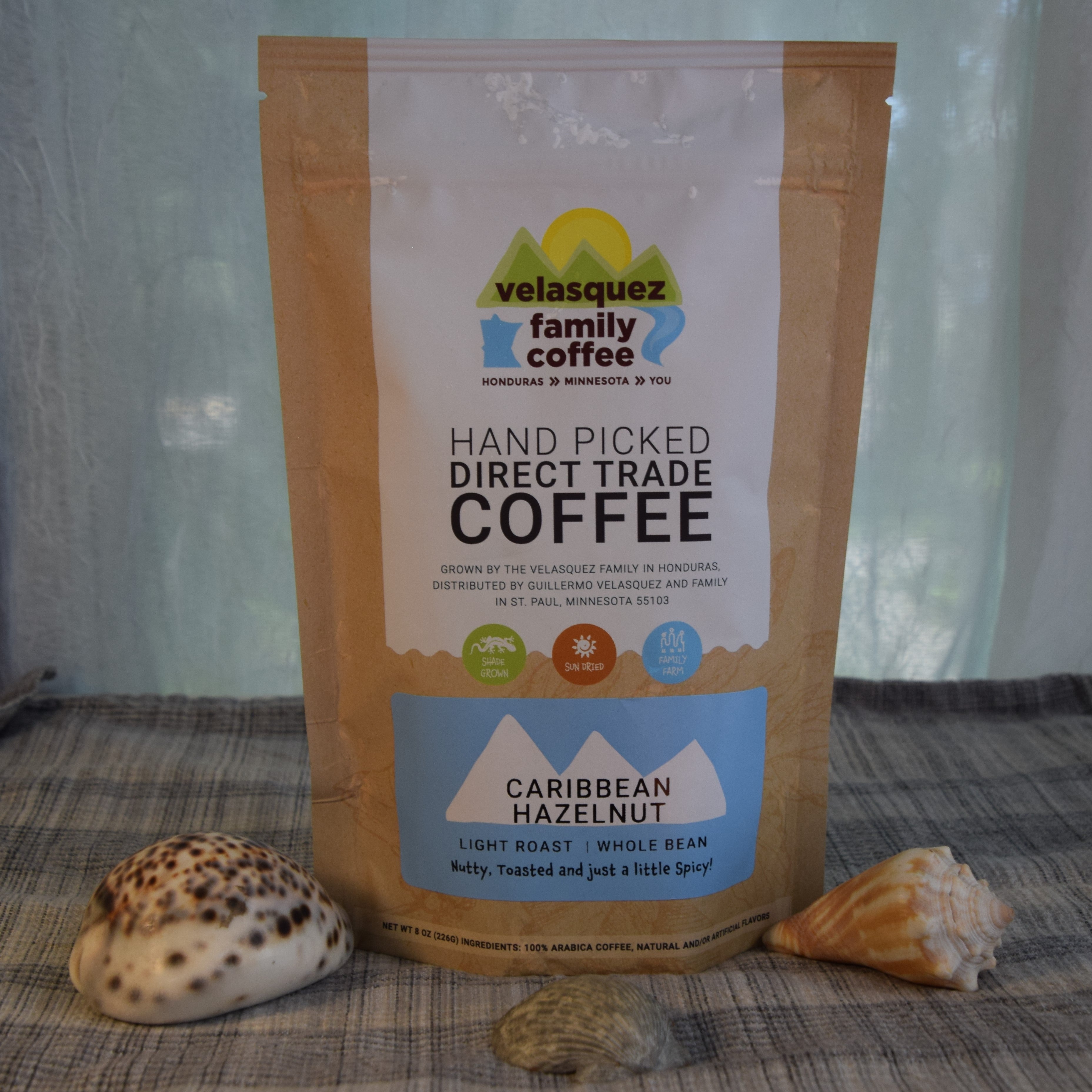Caribbean Hazelnut Coffee - 8 oz bag | Nutty, Toasted and just a little Spicy! — published by Velasquez Family Coffee