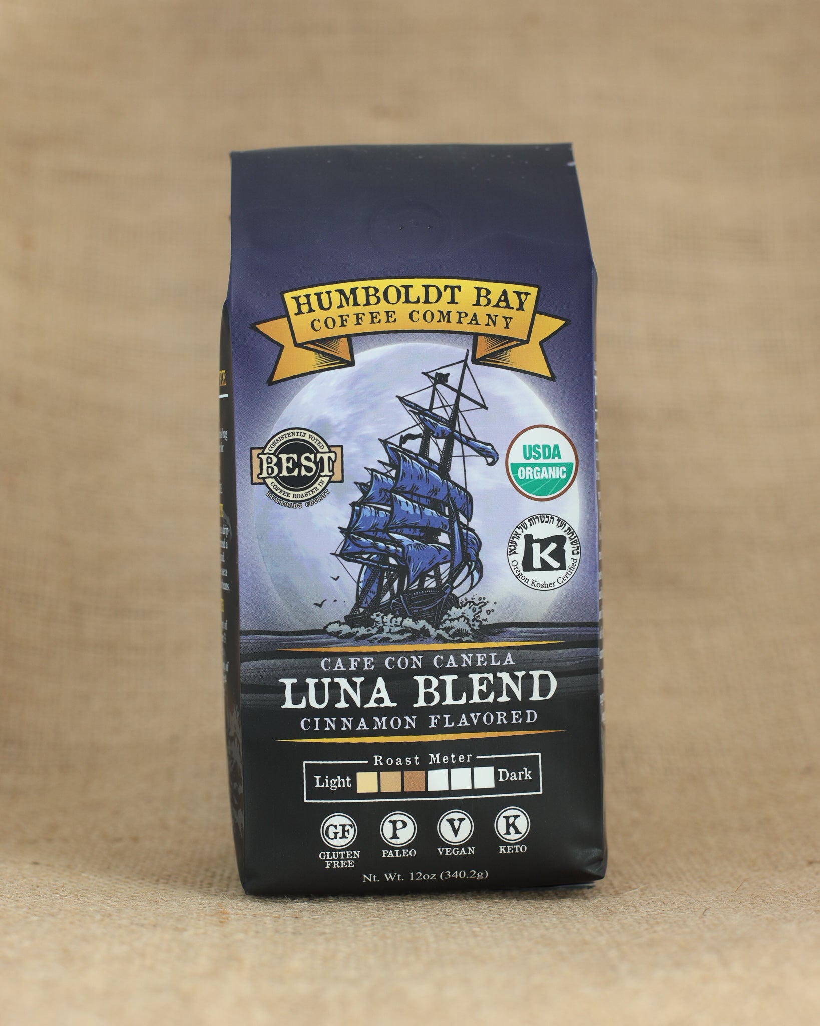 Organic Luna Blend Cafe con canela — published by Humboldt Bay Coffee