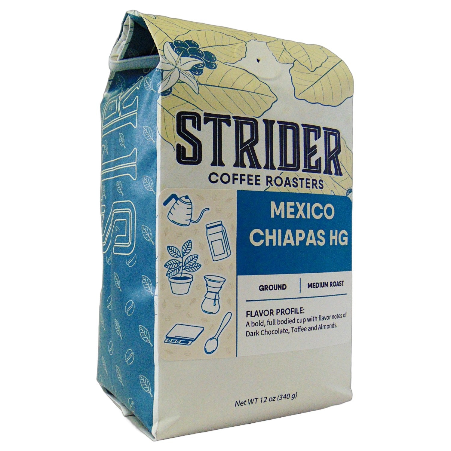 Mexican Chiapas Ground Coffee, Dark Chocolate and Toffee Flavors, 12 oz — published by Strider Coffee Roasters