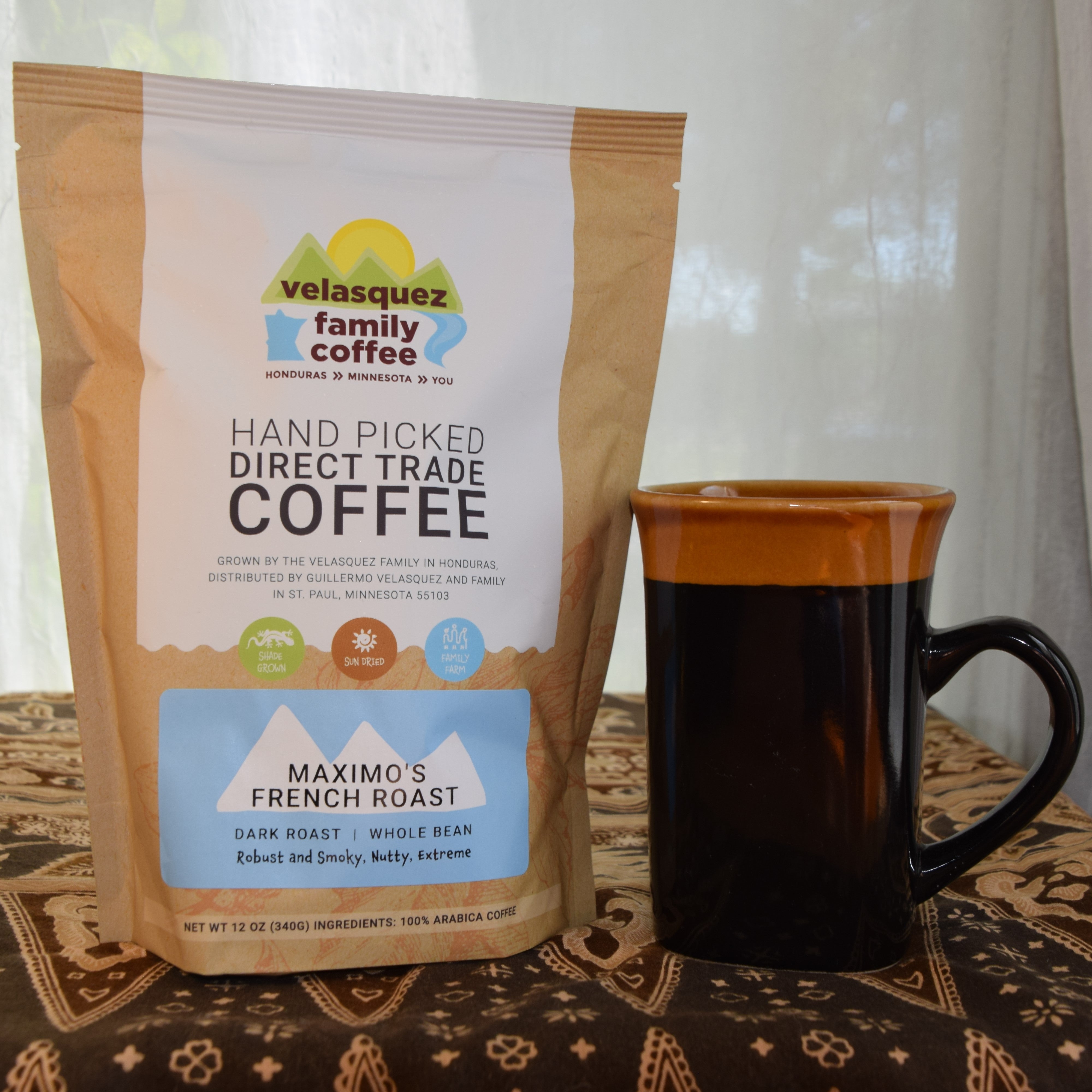 Maximo's French Roast Coffee (dark) | Robust and Smoky, Nutty, Extreme — published by Velasquez Family Coffee