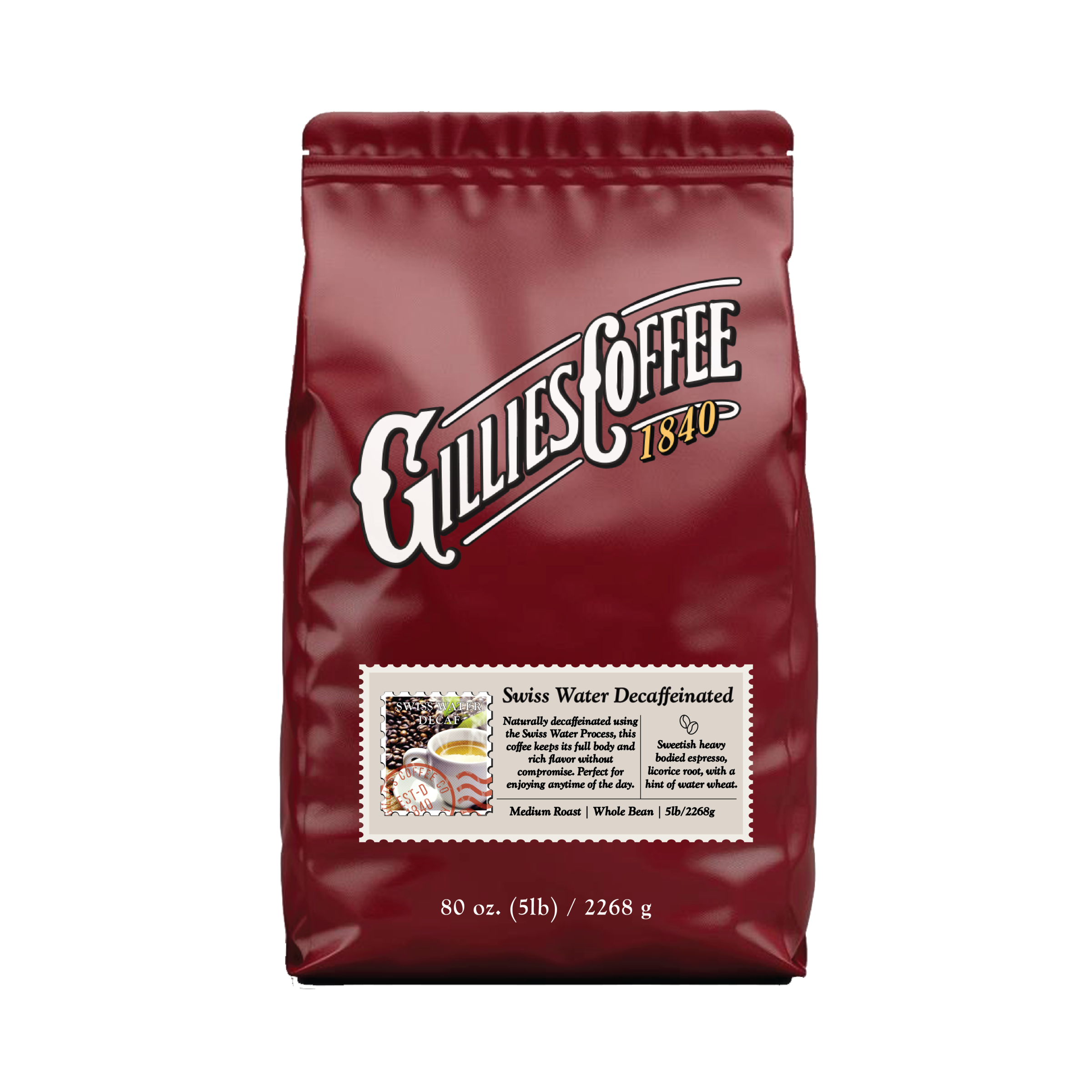 Swiss Water Decaffeinated — published by Gillies Coffee