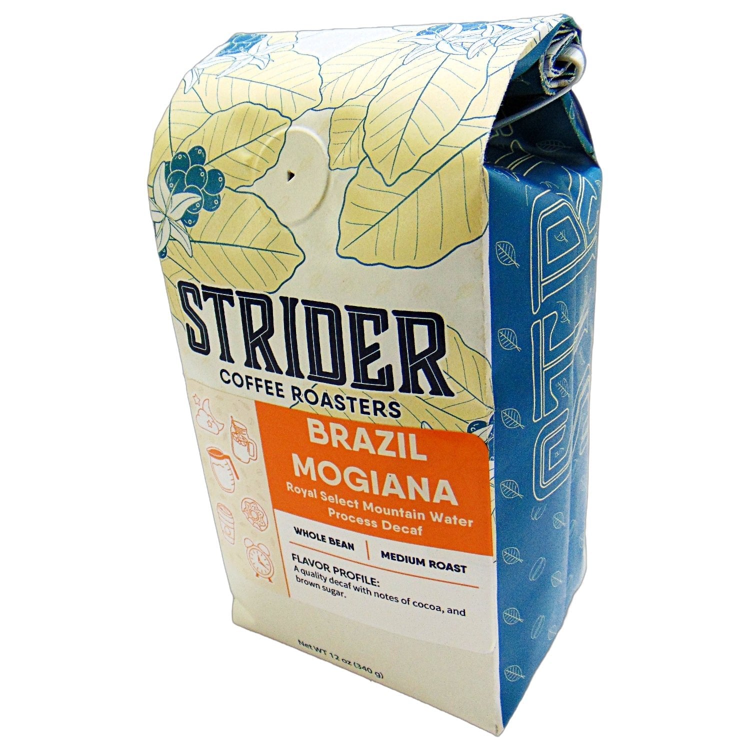 Strider Brazil Mogian Decaf: Water Processed Medium Roast 12oz Whole Bean — published by Strider Coffee Roasters